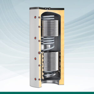 ECO-COMBI 3  DEPOSITO INERCIA CON PRODUCCION DE ACS INSTANTANEA MAS DOS SERPENTINES DE APOYO de 500 a 2000 L.